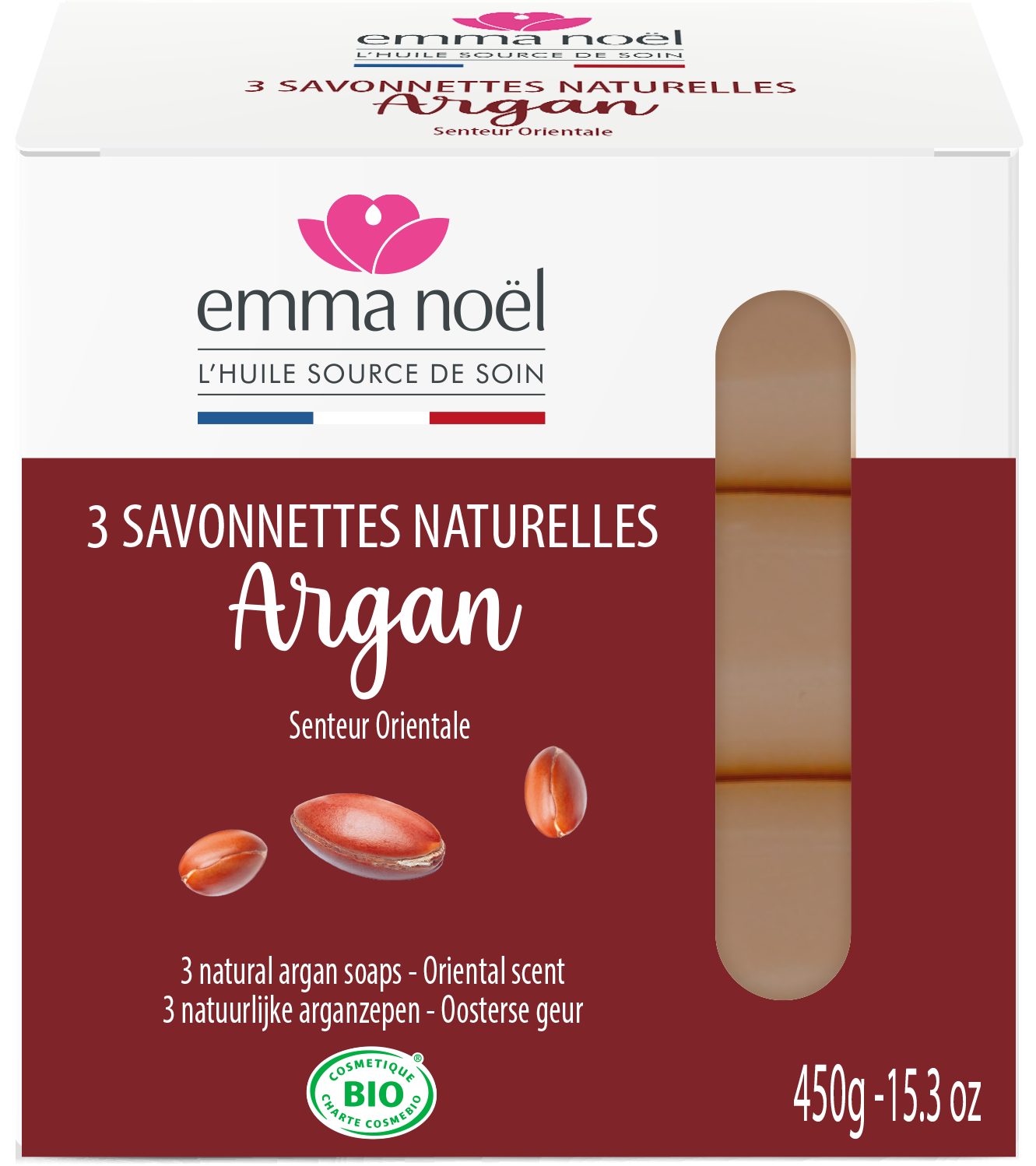 Emma Noël -- Savonnettes argan bio - 3 x 150 g